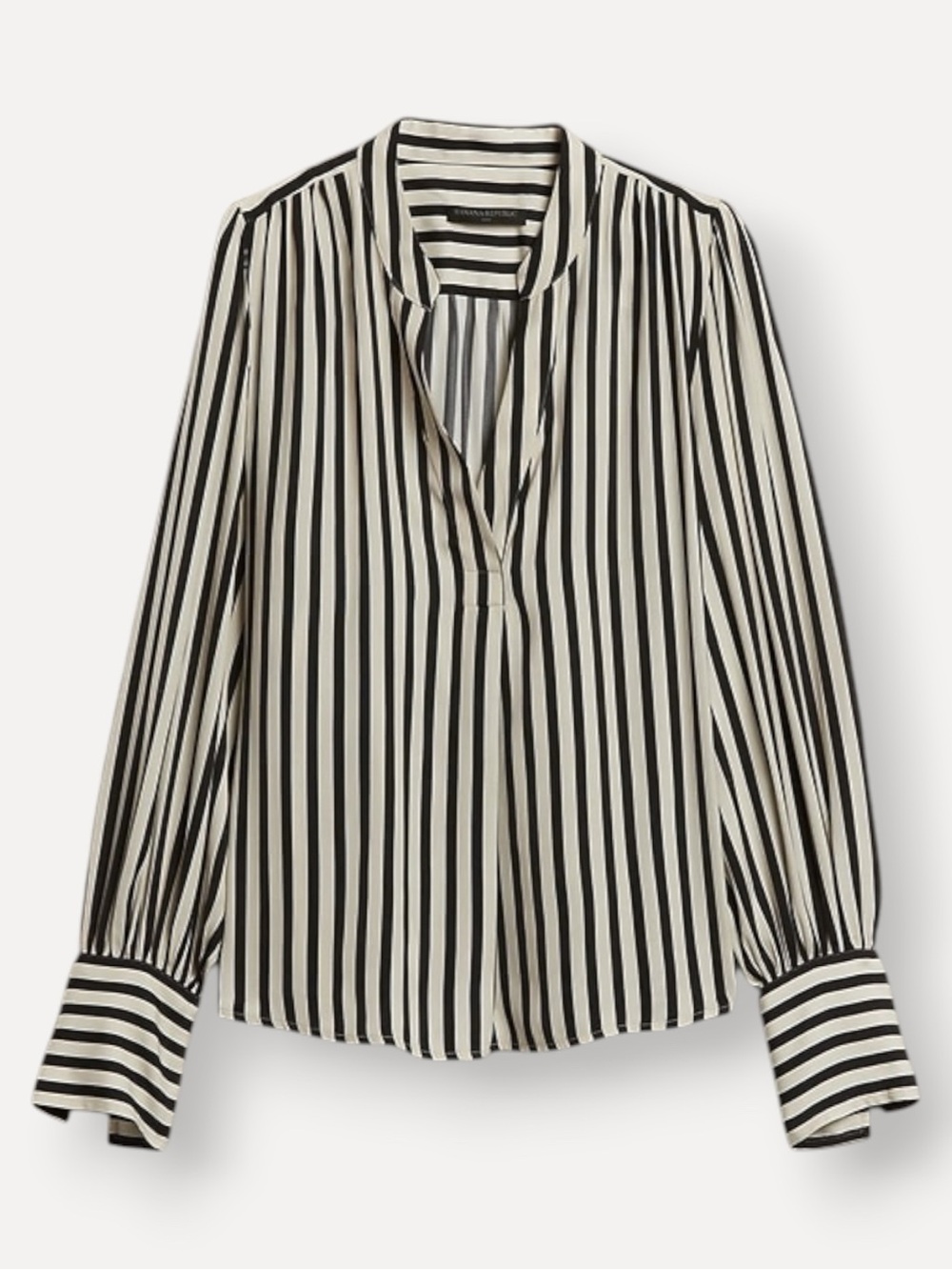 Banana Republic Black and Beige Striped Blouse
